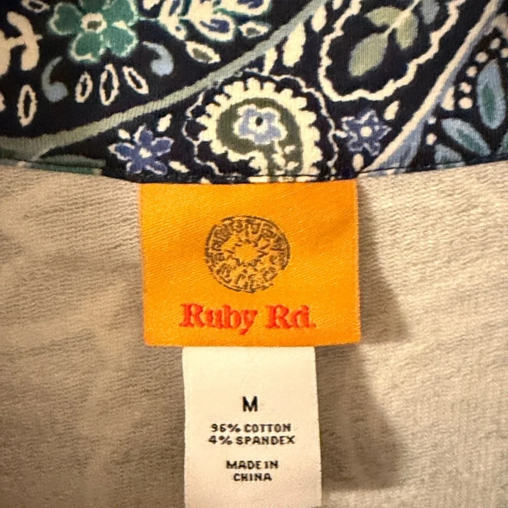 Ruby Rd. Women’s Full Zip Plaid/Paisley Cotton Knit Jacket Size Medium NEW - Picture 2 of 6